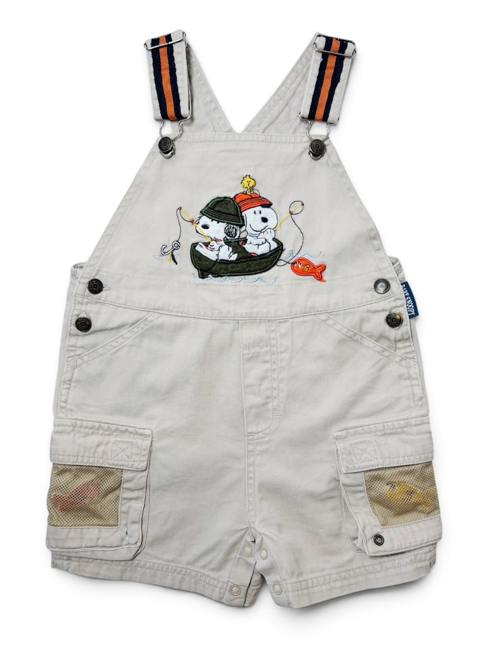 Vintage Y2K Baby Snoopy Fishing Rowboat Canvas Overalls 24M / 2T